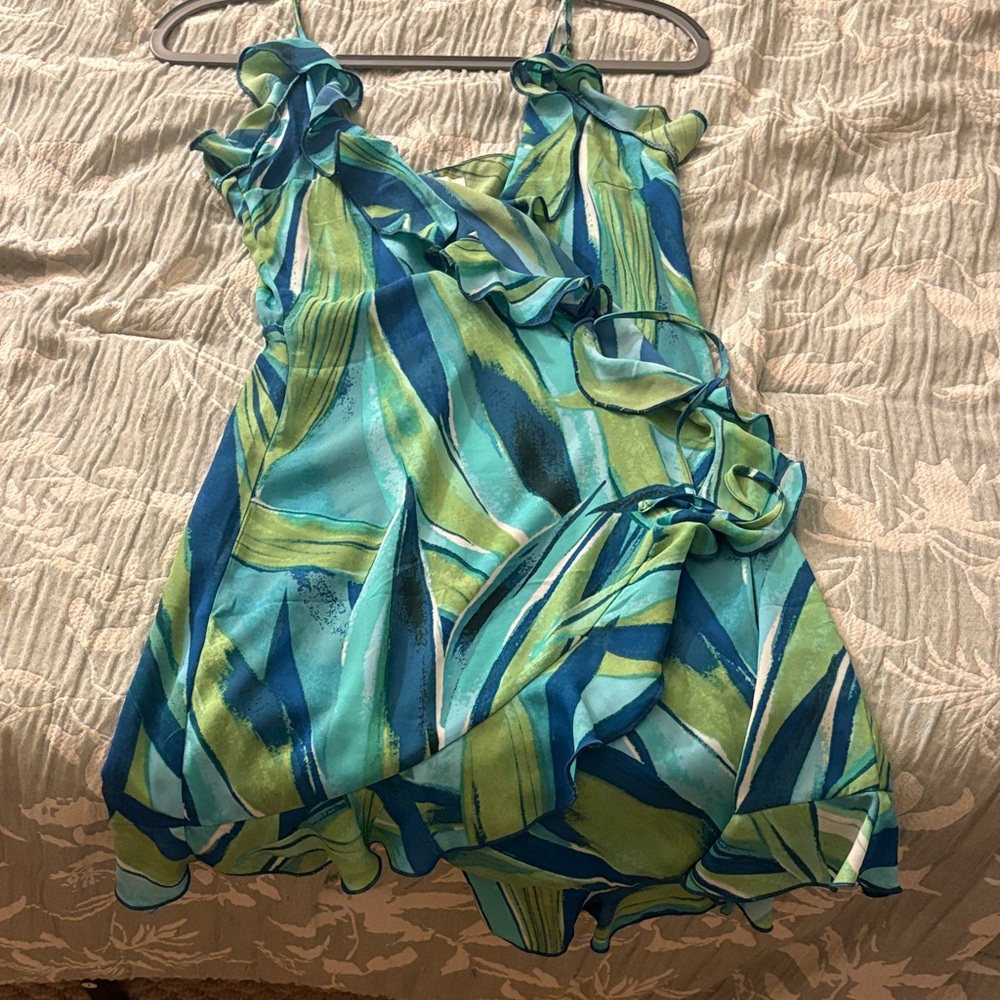 H&M Green and Blue Patterned Dress